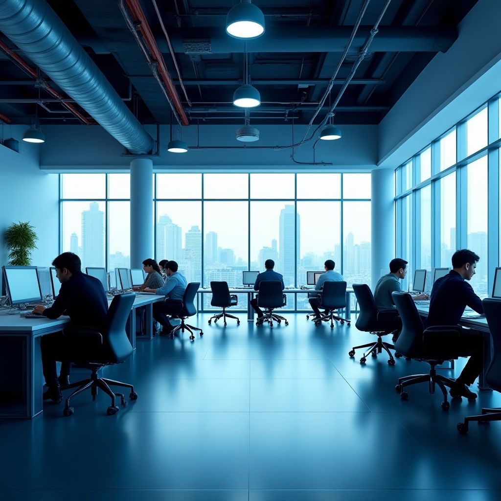 Oficinas de Unrimedwus con personal trabajando
